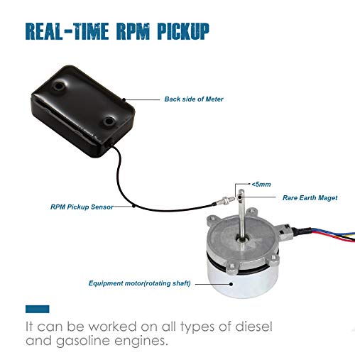 Runleader Digital Tach/ Hour Meter Real-time RPM Magnetic Pickup Accumulated Hours Display or Lawn Mower Generator Compressor Marine Diesel Gas Engine