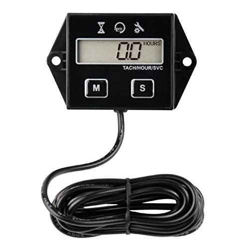 Runleader Digital Hour Meter Tachometer, Maintenance Reminder, User Shutdown, Use for ZTR Lawn Mower Tractor Generator Marine Outboard ATV Motor