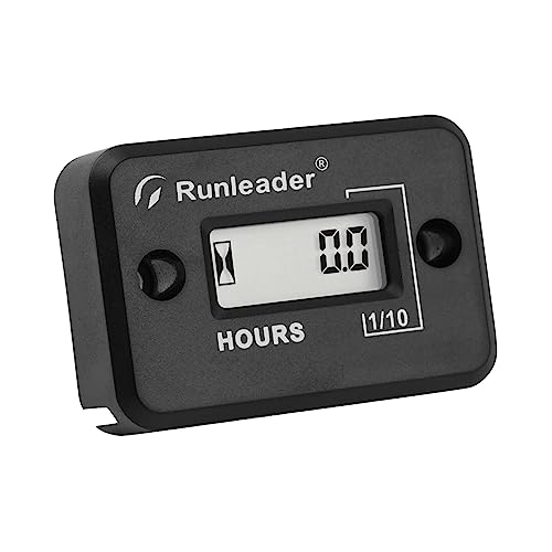 Runleader Digital LCD Hour Meter Gauge, Maintenance Intervals Reminder Suitable for Small Gas EngineWorks on Lawn Tractor Generator Compressor Marine