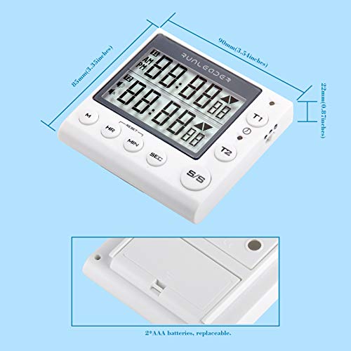 Runleader Kitchen Timer, Bakery Timer, Digital Display Cooking Timer Count Down/ Count Up Timer with Magnetic Back, Independent Button, Aloud Alarm