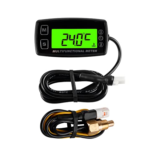 Yooreal Digital Tachometer & Hour Meter With Engine Temperature Gauge | IP67 Universal