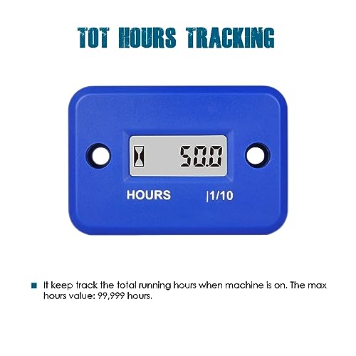Runleader Digital LCD Maintenance Hour Meter for Small Engine, Waterproof Design, Applicable to Gas Engine Powered Lawn Mower Generator Motorcycle