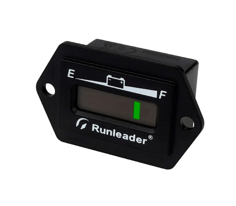 Runleader 12/24V 36V 48V Battery Fuel Gauge Meter Battery Level Meter Lead Acid Battery Applicably Single & Multiple Screen Display