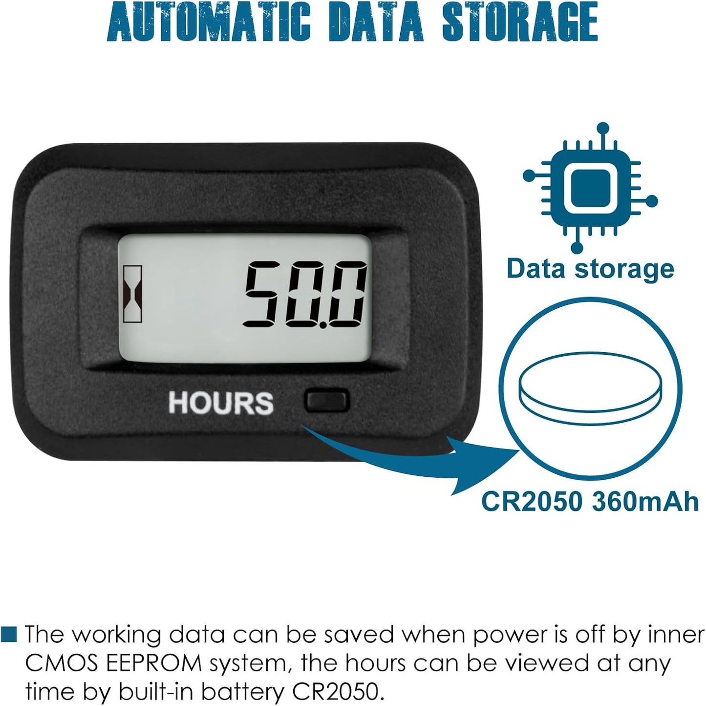 Runleader RL-HM038AG-H Digital Maintenance Hour Meter,AC/DC 5V to 277V for ZTR Lawn Mower Tractor Generator Motorcycle RV Motorhome Milling Machine etc.