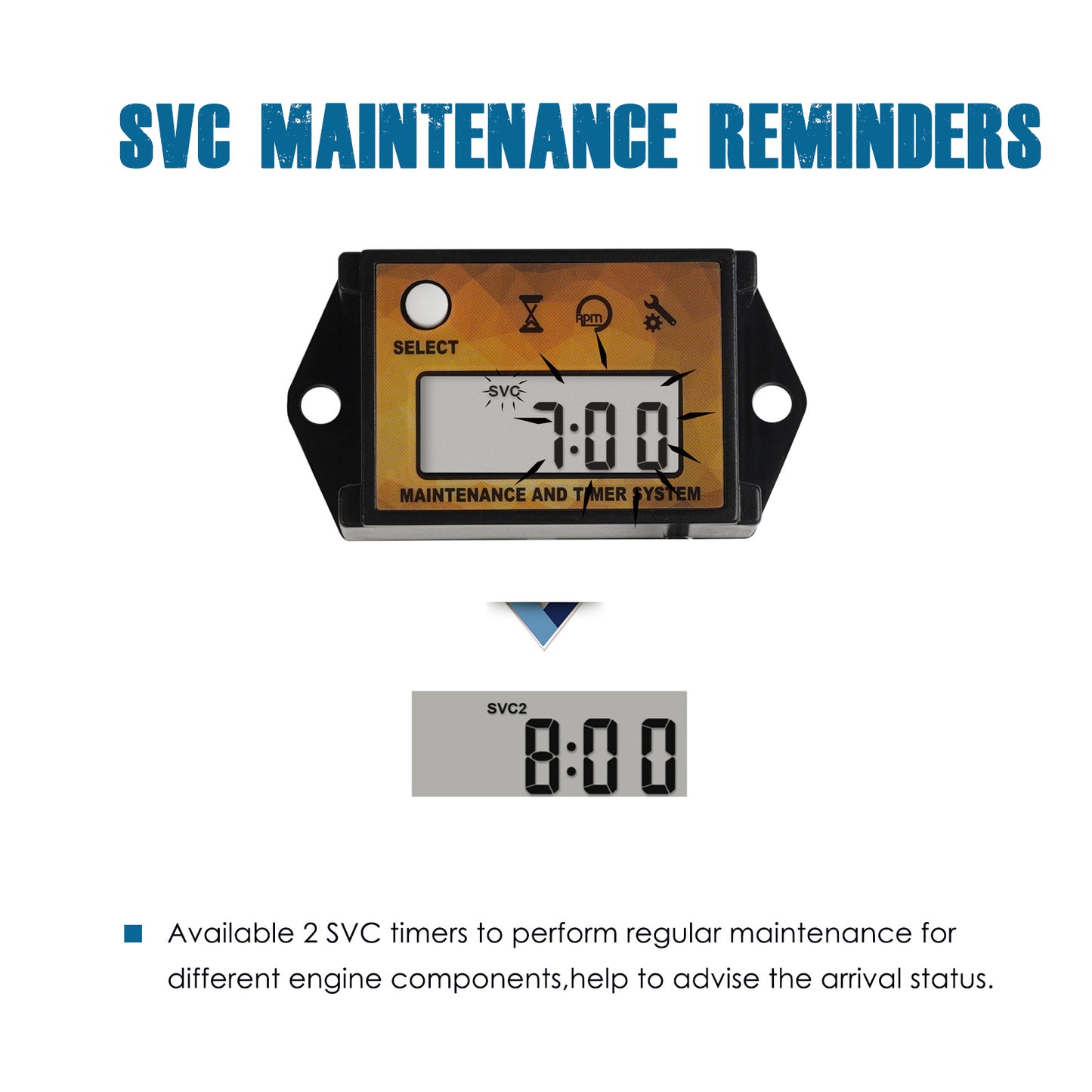 Runleader Small Engine Hour Meter, Digital Tachometer, Maintenance Reminder, Max RPM Recall User Shutdown for ZTR Lawn Mower Gas Powered Equipment