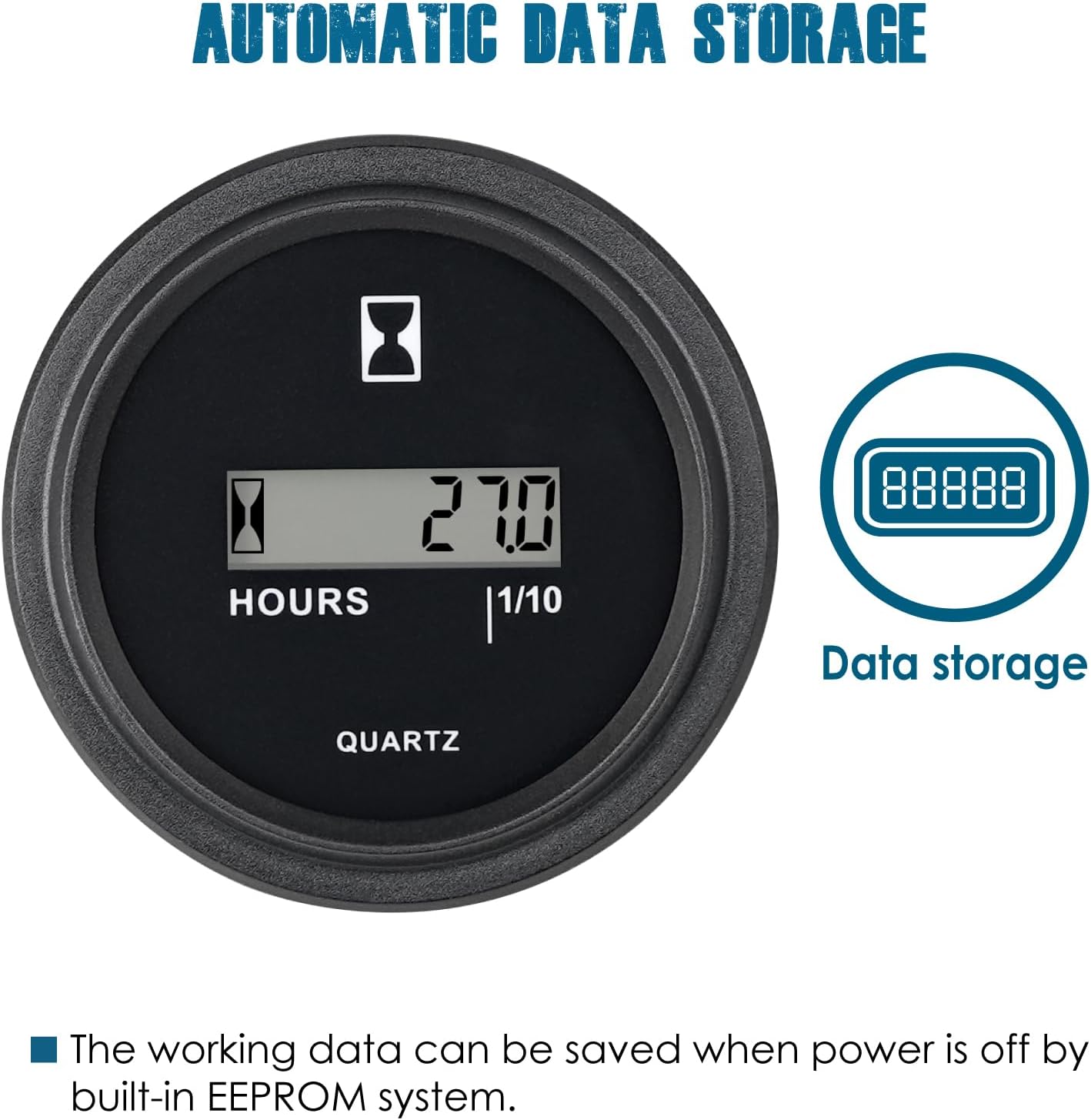 Runleader RL-HM005 LCD Hour Meter,AC 86V to 230V & DC 4.5V to 90V, Data Storage & Waterproof Design for Club Car Forklift Go-Kart Lawn Mower Sawmill etc