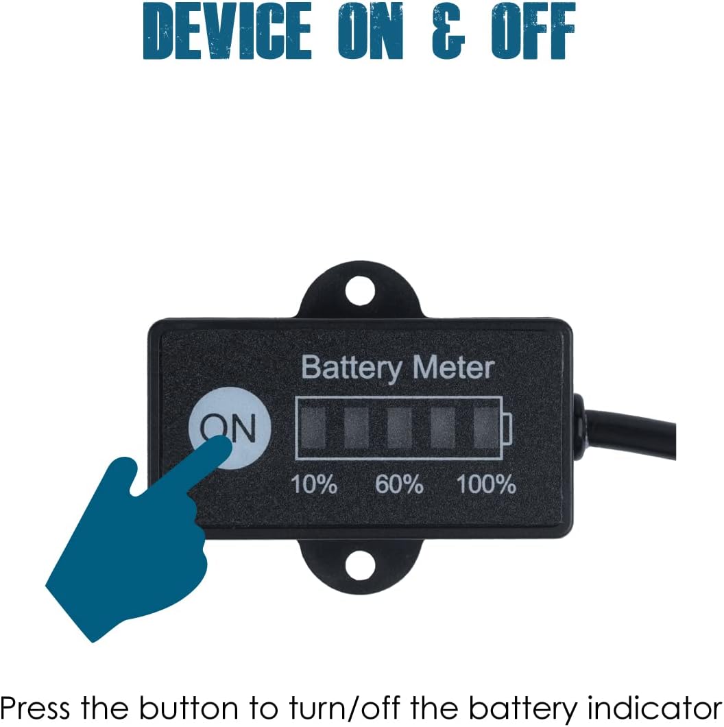 Runleader RL-BI005-LA LED Battery Fuel Gauge,DC12V/24V,Real-time Battery Capacity Display,Lead Acid Battery Applicable,Screen On/Off for Golf Cart Club Car Forklift Scrubber Machine Floor Care Equipment