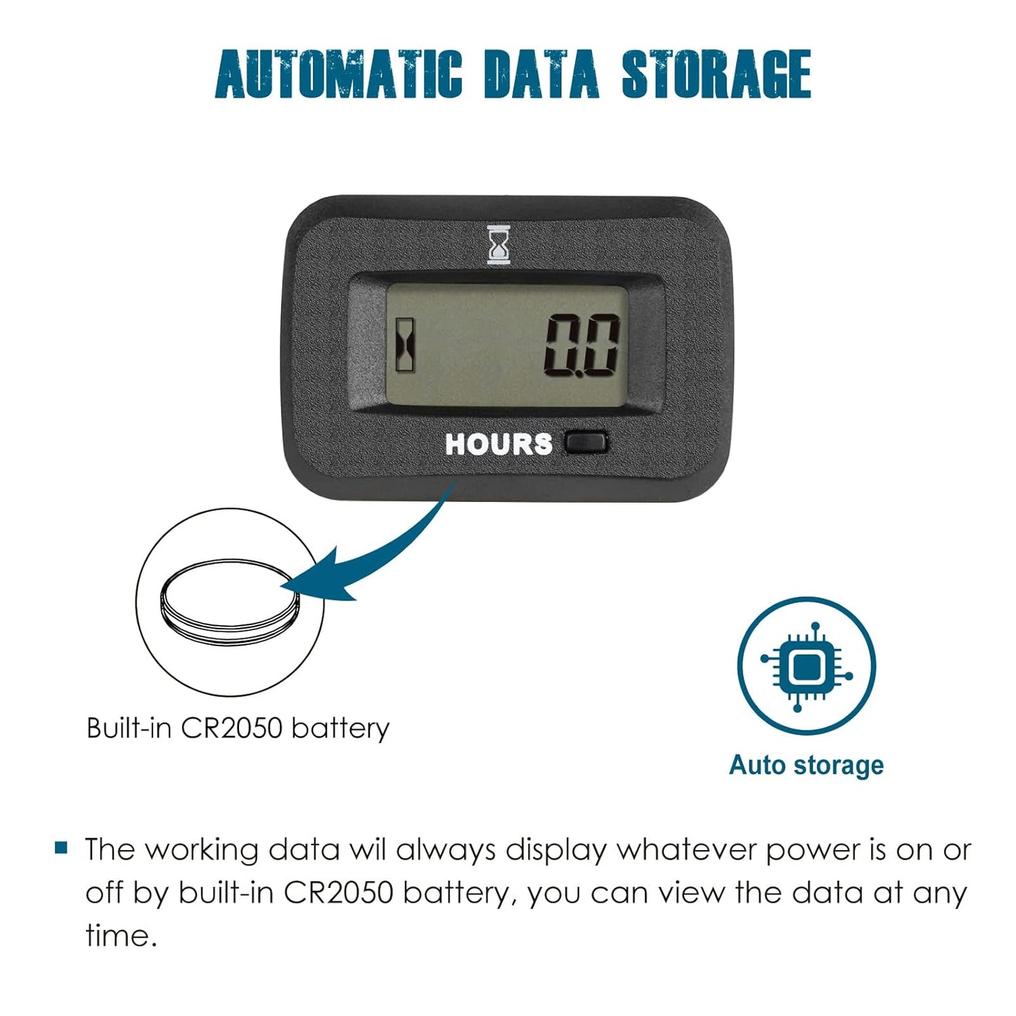 Runleader RL-HM038AGH2 Digital Maintenance Hours Counter,Volt. 5V to 277V for Small Gas Engine,Works on Garden Tractor Golf Cart Forklift Scrubber Machine Generator Compressor Dirt Bike Motorcycle Snowmobile