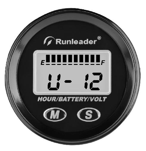 Runleader Battery Monitor Hour Meter Voltmeter Backlight Waterproof Indicator for 12V 24V 36V 48V Fork Lifts Golf carts Motorhome Auto Car Motor Boat