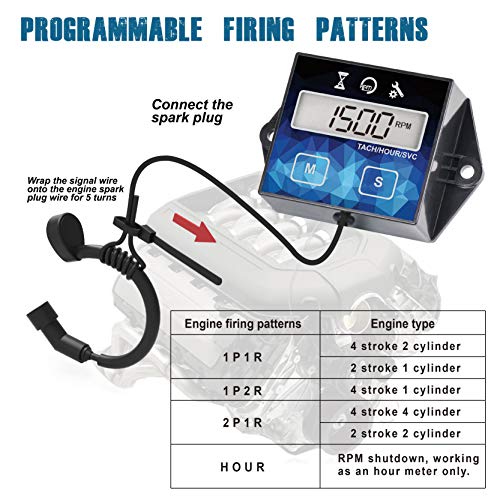 Runleader RL-HM011F Small Engine Hour Meter, Digital Tachometer, Maint