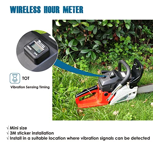 Runleader Digital Mini Vibration Activated Hour Meter, Signal Wireless Detect, Maintenance Reminder- Used on Gas/ Diesel Engine