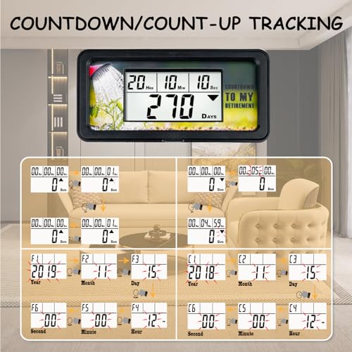 Runleader Digital LCD Days Events Countdown Timer Count-up Tracking Start/Stop Button for Birthday Halloween Christmas Retirement Vocation Wedding