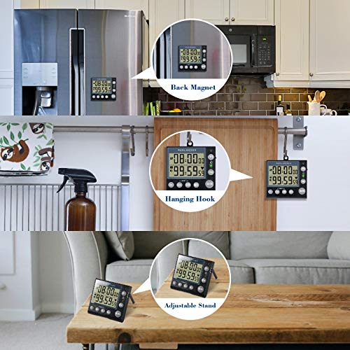 Runleader Kitchen Timer, Bakery Timer, Digital Display Cooking Timer Count Down/ Count Up Timer with Magnetic Back, Independent Button, Aloud Alarm