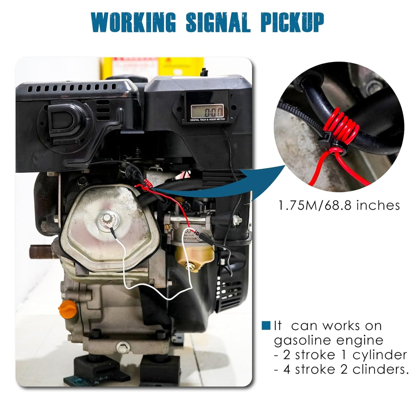 Runleader RL-HM026B Digital Hours Tachometer,Waterproof Design for Gasoline Powered Lawn Mower Generator Motorcycle Outboard Motor Chainsaw etc.