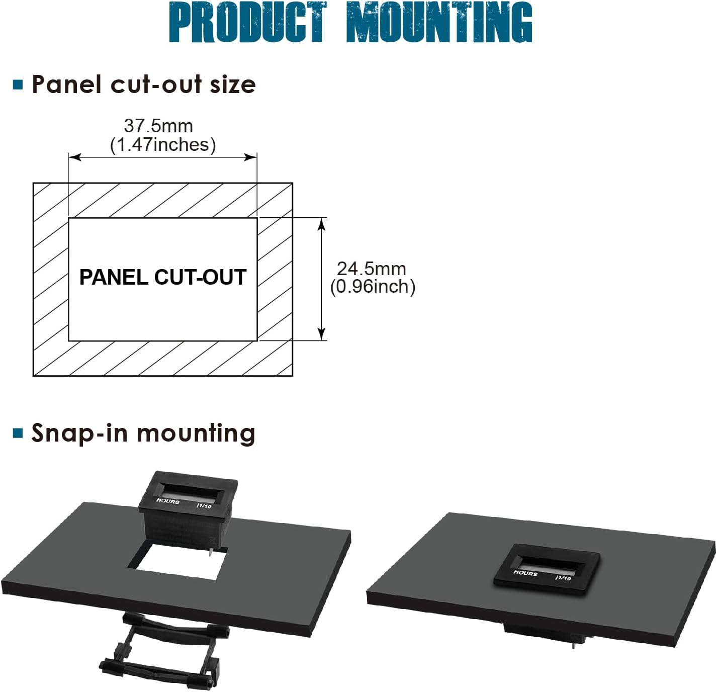 Runleader RL-HM010A-SC Digital Hour Meter, Inductive Hours Counter, AC/DC 8V to 60V for Lawn Garden Tractor Compressor Generator ATV Motorcycle Club Car Forklift Scrubber Machine