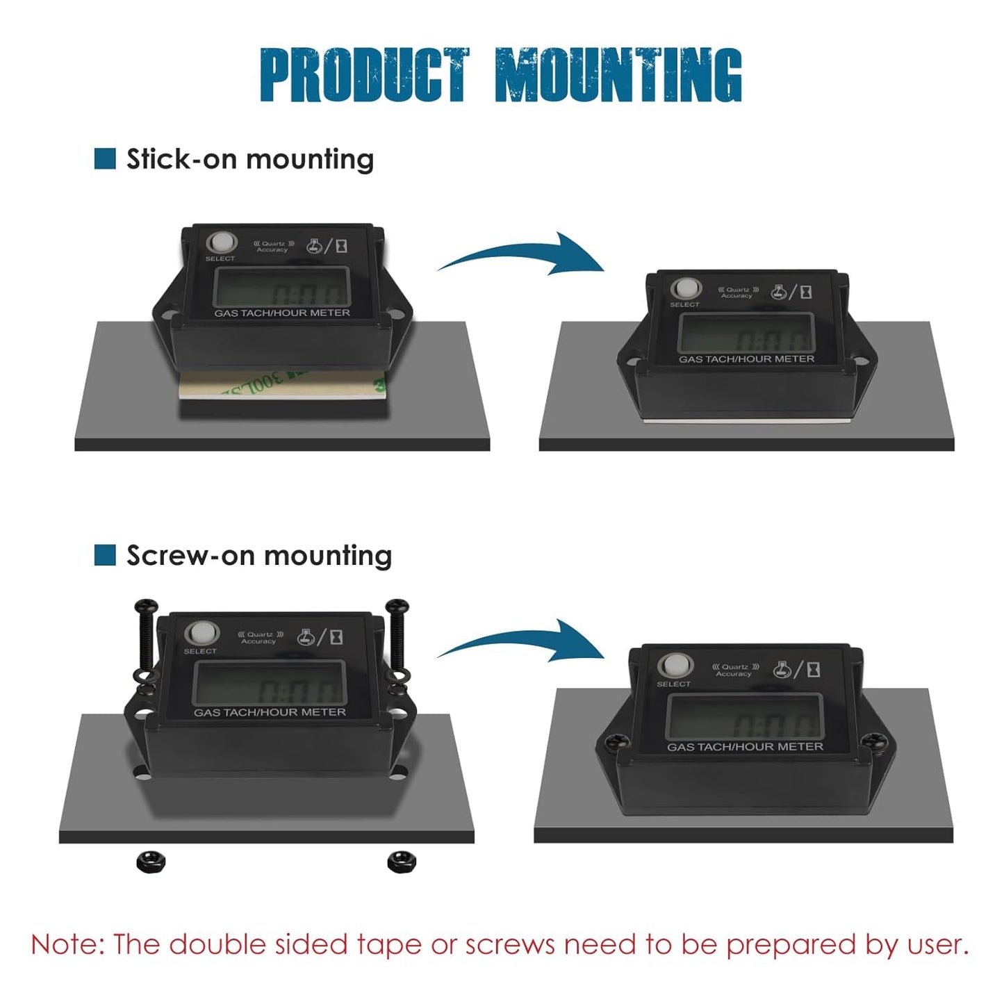 Runleader RL-HM026 Digital Maintenance Hours Tachometer, Waterproof Design for Lawn Mower Generator Motorcycle ATV Outboard Motor Boat Chainsaw etc.