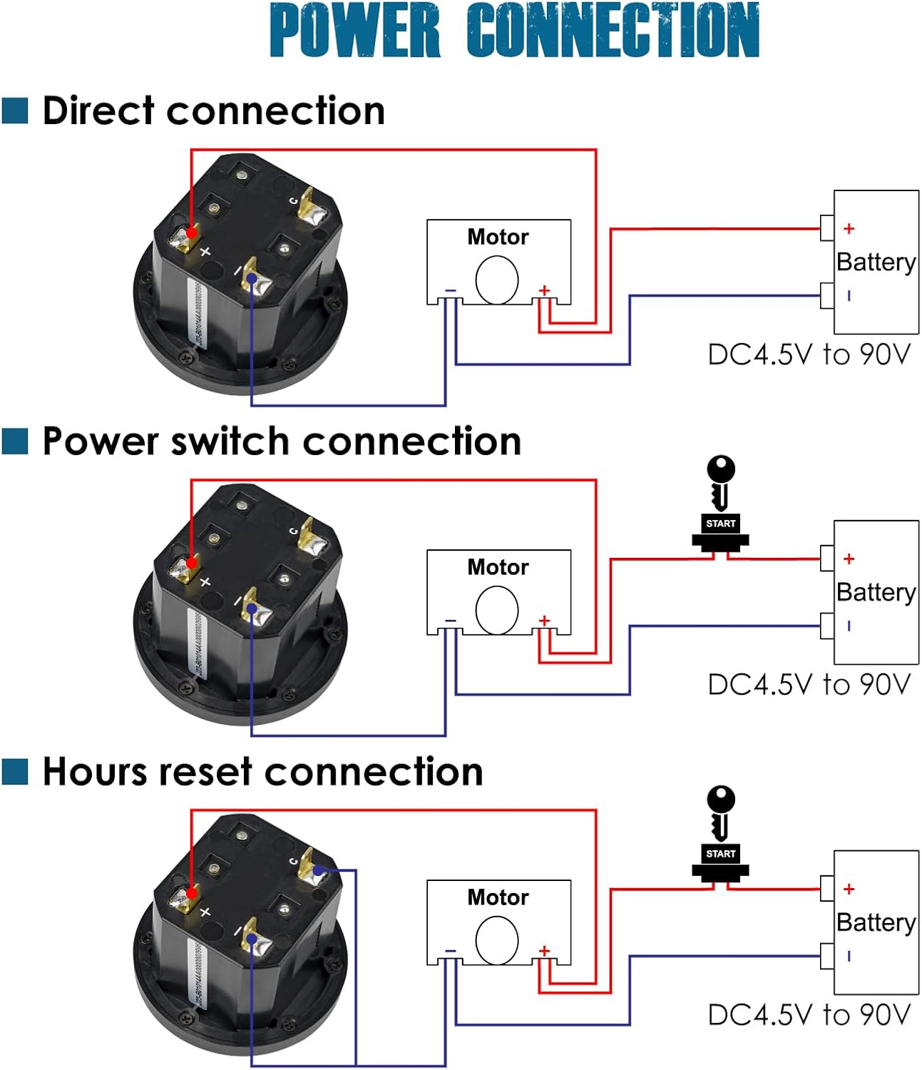 Runleader RL-HM005 LCD Hour Meter,AC 86V to 230V & DC 4.5V to 90V, Data Storage & Waterproof Design for Club Car Forklift Go-Kart Lawn Mower Sawmill etc
