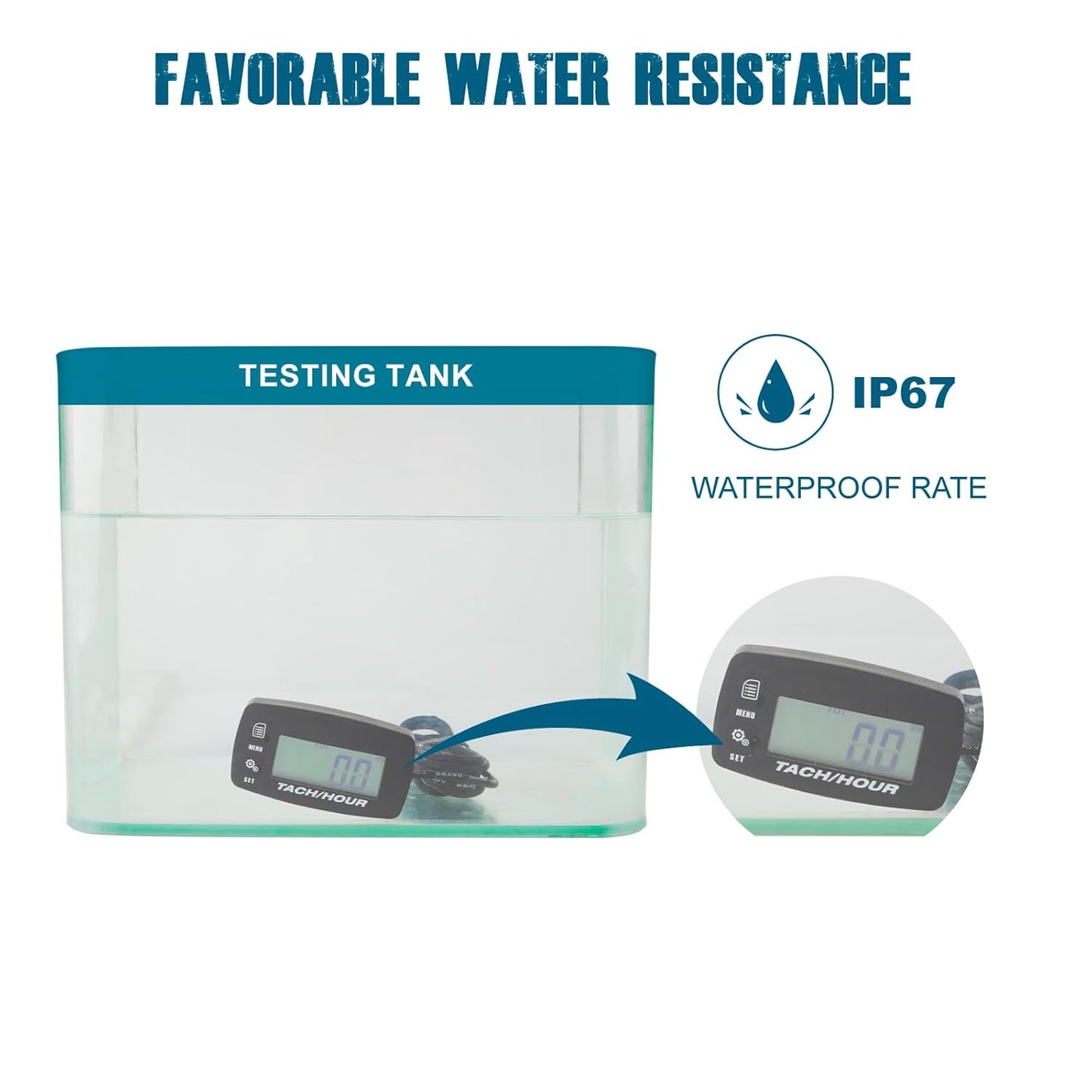 Runleader RL-HM032A-1 Digital Hours Tachometer for Maintenance, Backlight & Battery Replaceable for Lawn Mower Generator Outboard Motor Motorcycle Chainsaw etc.