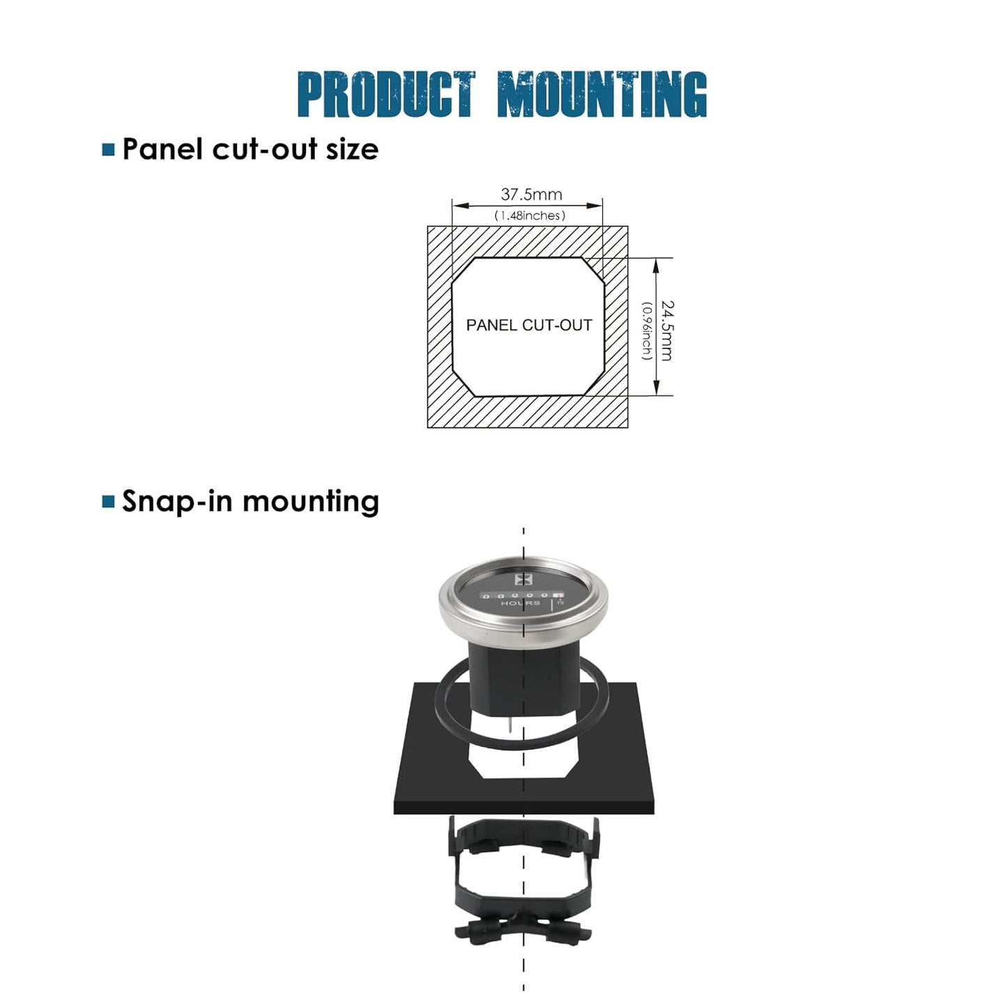 Runleader RL-HM009-SL Mechanical Hour Meter, DC 6V to 80V for Lawn Mower Golf Cart Boat Forklift Motorhome Sawmil etc.