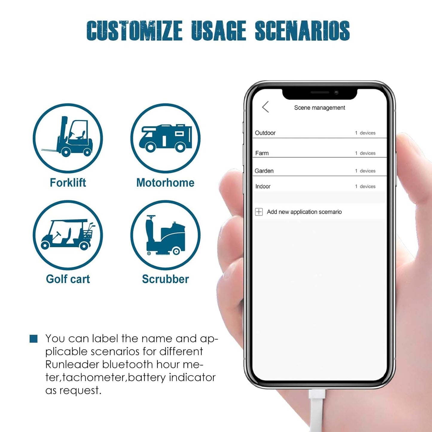 Runleader RL-BI028-BT DC 12V to 48V Bluetooth Shunt Battery Indicator Volt Meter, Works for Lead Acid,Gel,AGM,Trojian,LiFePO4 and 18650 Lithium Batteries.