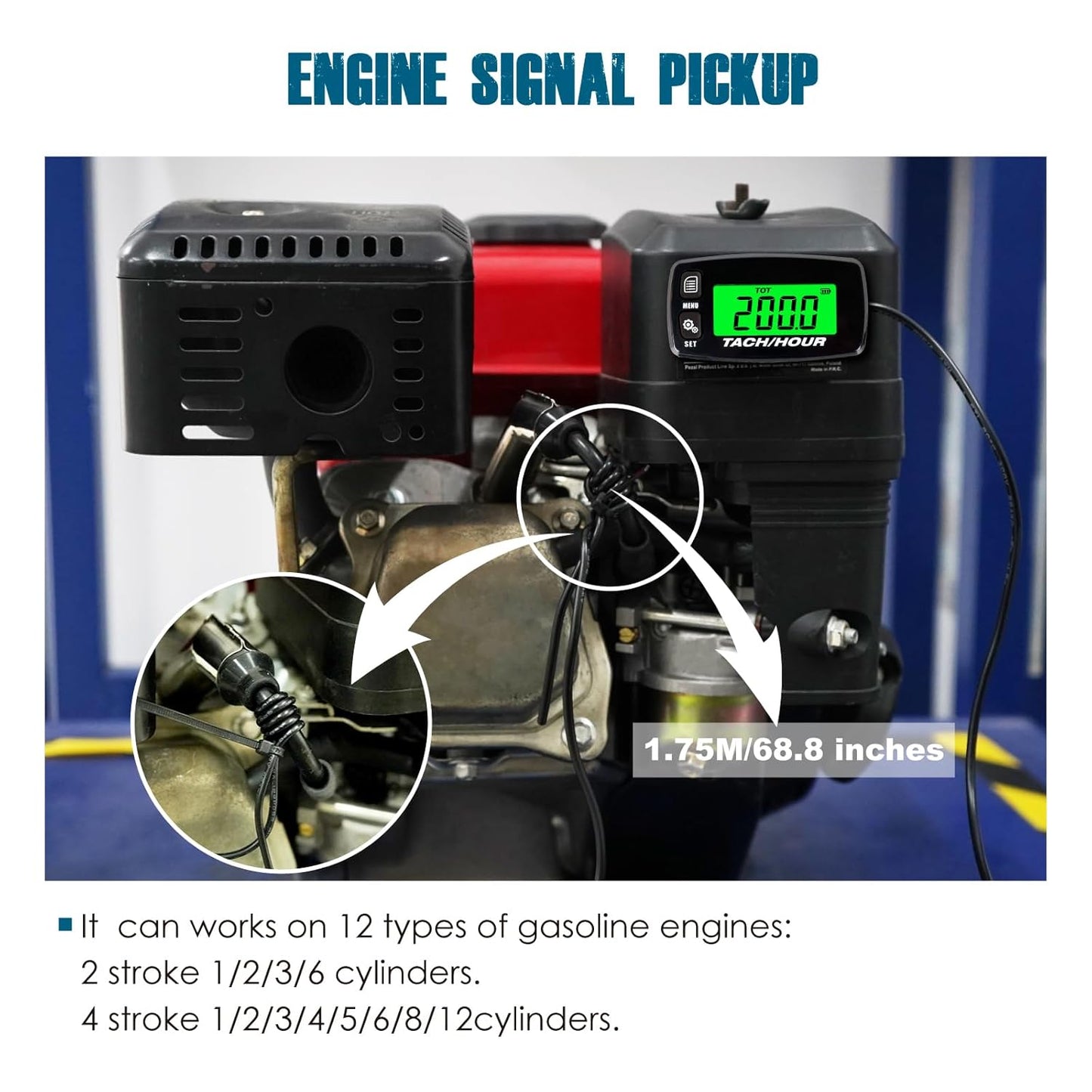 Runleader RL-HM032A-1 Digital Hours Tachometer for Maintenance, Backlight & Battery Replaceable for Lawn Mower Generator Outboard Motor Motorcycle Chainsaw etc.