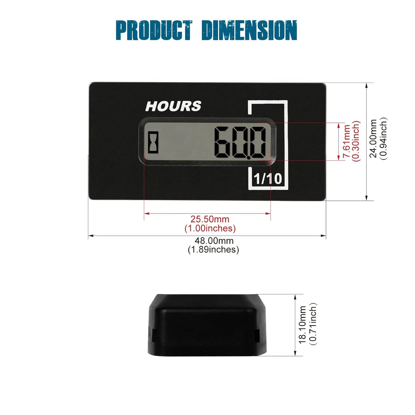 Runleader RL-HM037B Maintenace Hour Meter Works on AC and DC Powered Machine Lawn Mower Tractor Forklift Go-kart etc.
