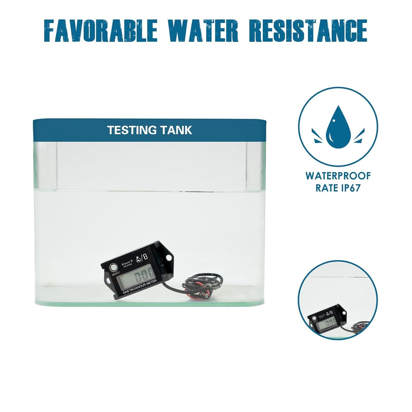 Runleader RL-HM026 Digital Maintenance Hours Tachometer, Waterproof Design for Lawn Mower Generator Motorcycle ATV Outboard Motor Boat Chainsaw etc.