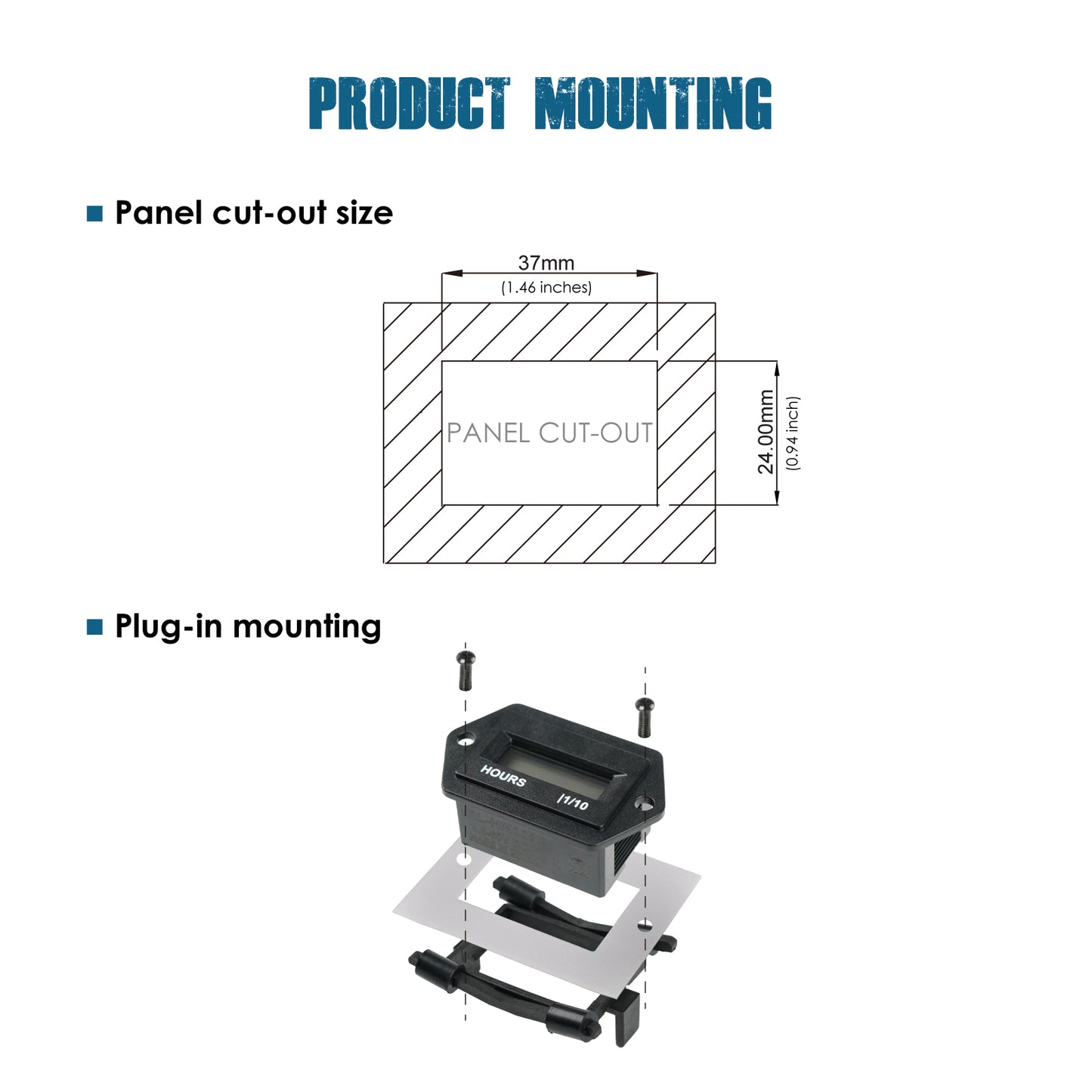 Runleader RL-HM008B Hour Meter, Working Data Storage, Waterproof Design for Garden Tractor Forklift Motorhome Snowmobile etc.