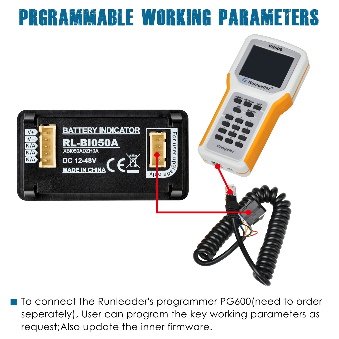 Runleader RL-BI050A DC12V 24V 36V 48V Mini Battery Indicator Volt Meter for Lead Acid LiFePO4 Lithium Battery Powered Golf Cart Forklift Lawn Mower Scrubber Machine Motorhome etc.