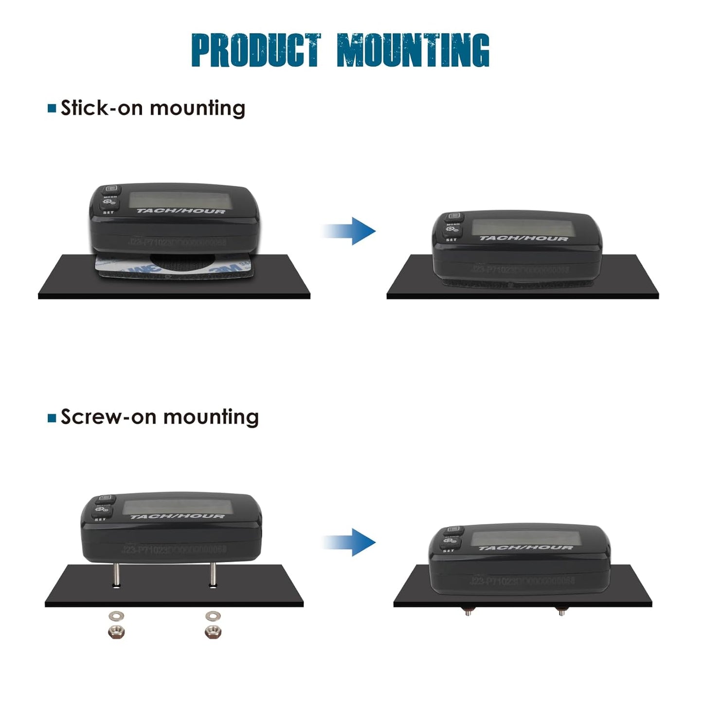 Runleader RL-HM032A-1 Digital Hours Tachometer for Maintenance, Backlight & Battery Replaceable for Lawn Mower Generator Outboard Motor Motorcycle Chainsaw etc.
