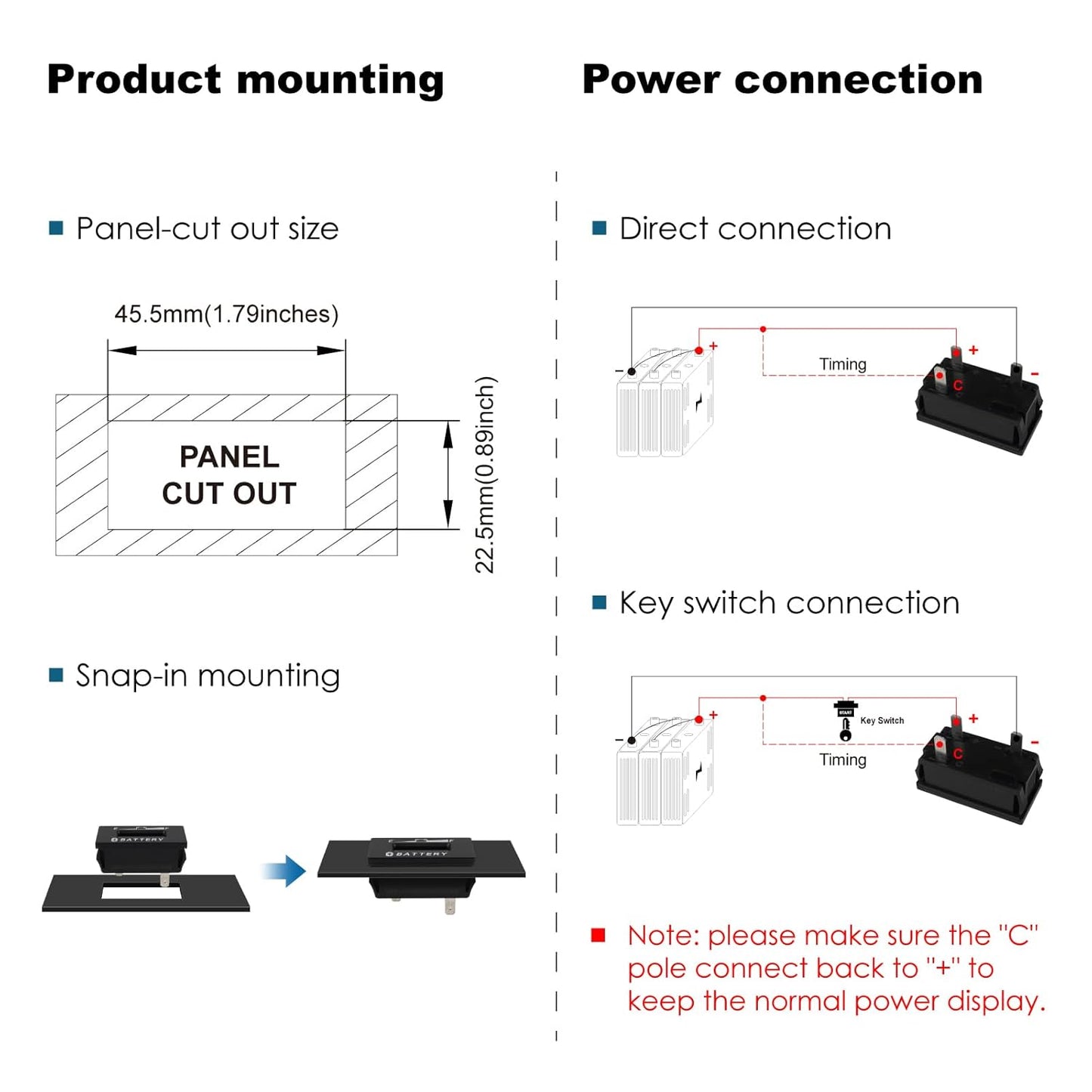 Runleader RL-BI028-BT DC 12V to 48V Bluetooth Shunt Battery Indicator Volt Meter, Works for Lead Acid,Gel,AGM,Trojian,LiFePO4 and 18650 Lithium Batteries.