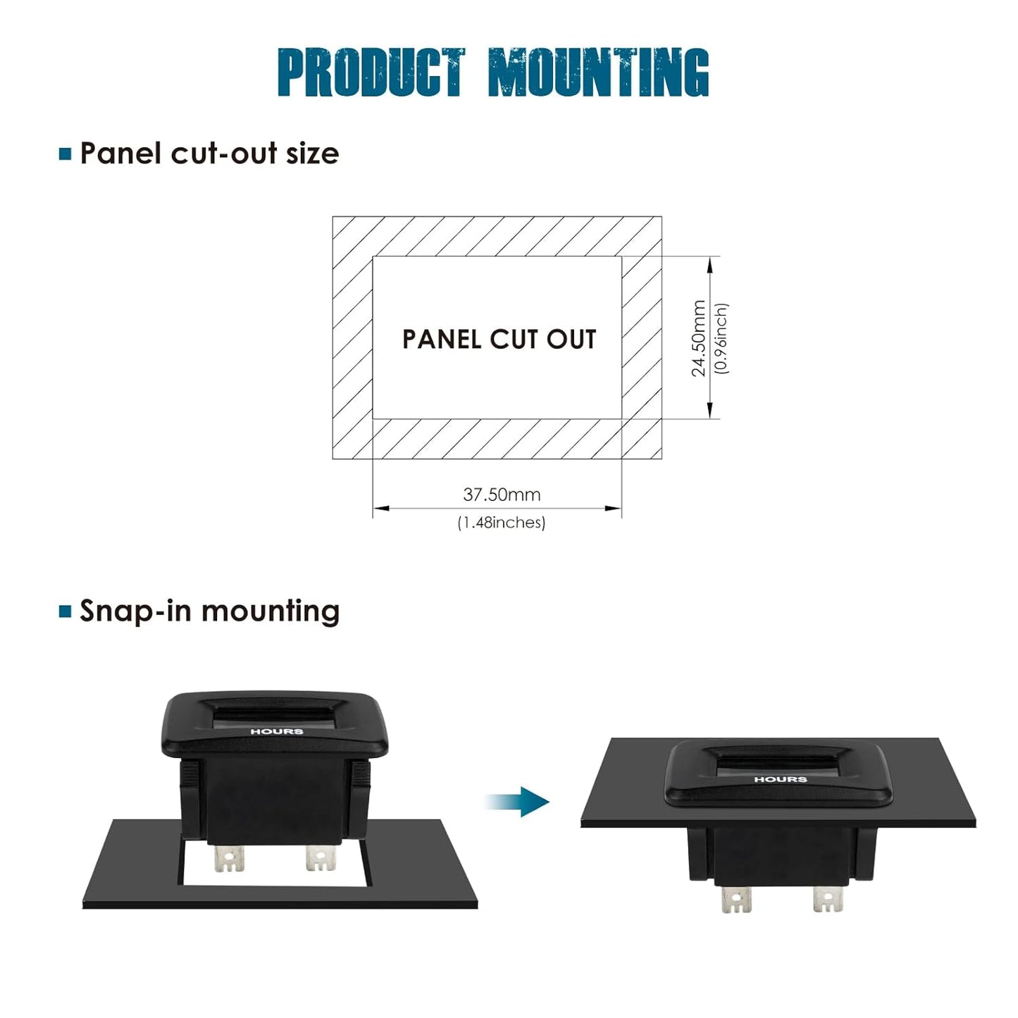 Runleader RL-HM055AD-2 LCD Hour Meter for Maintenance,AC/DC 5V to 277V for Riding/Zero Turn Lawn Mower Leaf Trimmer Brush Cutter Generator Motorhome etc.