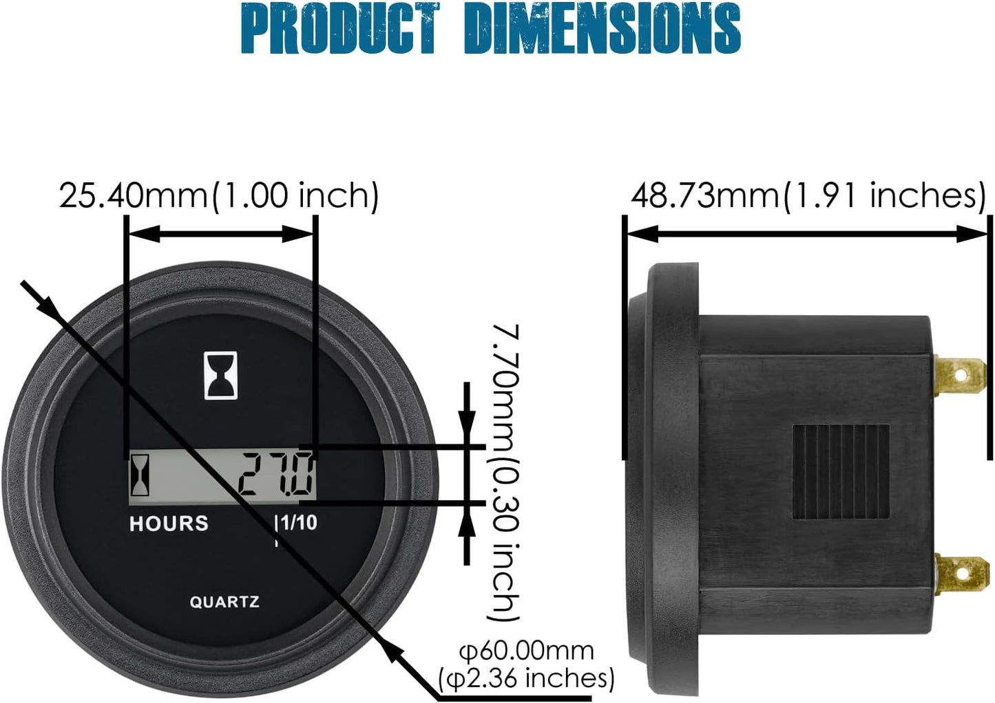 Runleader RL-HM005 LCD Hour Meter,AC 86V to 230V & DC 4.5V to 90V, Data Storage & Waterproof Design for Club Car Forklift Go-Kart Lawn Mower Sawmill etc