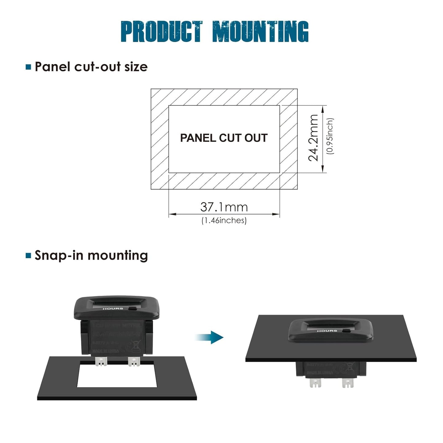 Runleader RL-HM038AD-2 Digital Maintenance Hour Meter,AC/DC 5V to 277V for Riding/Zero Turn Lawn Mower Leaf Trimmer Brush Cutter Generator Motorhome etc.