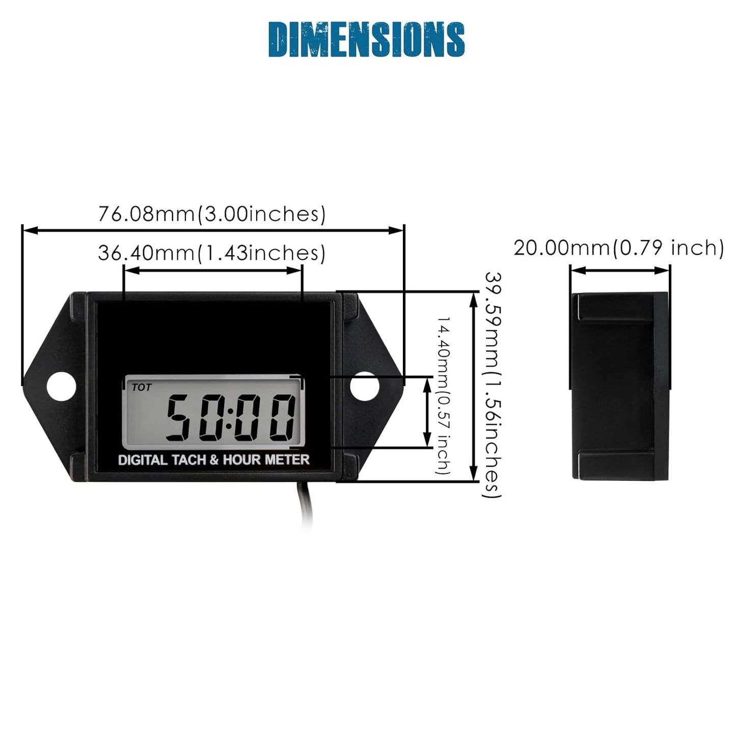 Runleader RL-HM026B Digital Hours Tachometer,Waterproof Design for Gasoline Powered Lawn Mower Generator Motorcycle Outboard Motor Chainsaw etc.