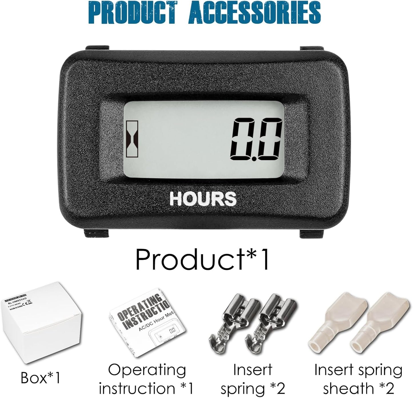 Runleader RL-HM055AD Digital Maintenance Hour Meter,AC/DC 5V to 277V for Garden Tractor Generator Scooter Club Car Forklift Leaf Trimmer etc
