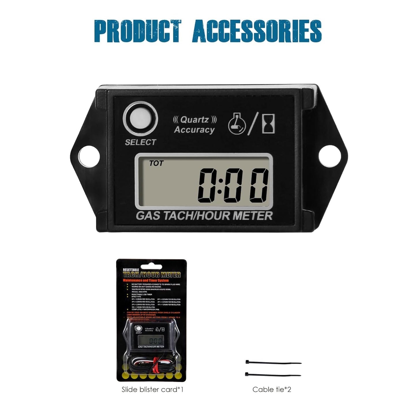 Runleader RL-HM026 Digital Maintenance Hours Tachometer, Waterproof Design for Lawn Mower Generator Motorcycle ATV Outboard Motor Boat Chainsaw etc.