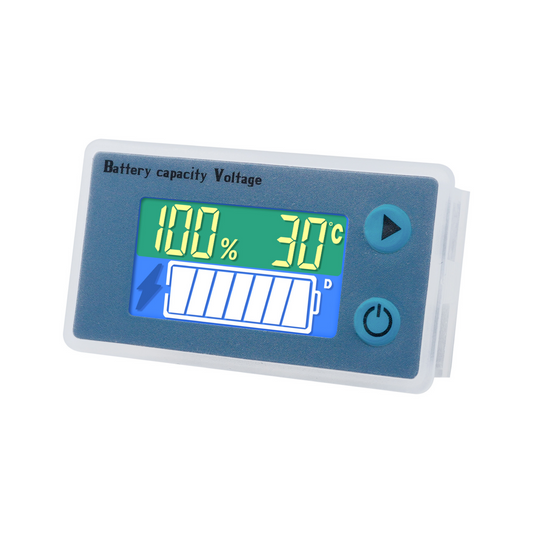 Runleader 10 to 100V Digital Battery Indicator Volt Meter Low Voltage Alarm Real-time Temp Display Applicable to Lead Acid Lithium Battery Powered