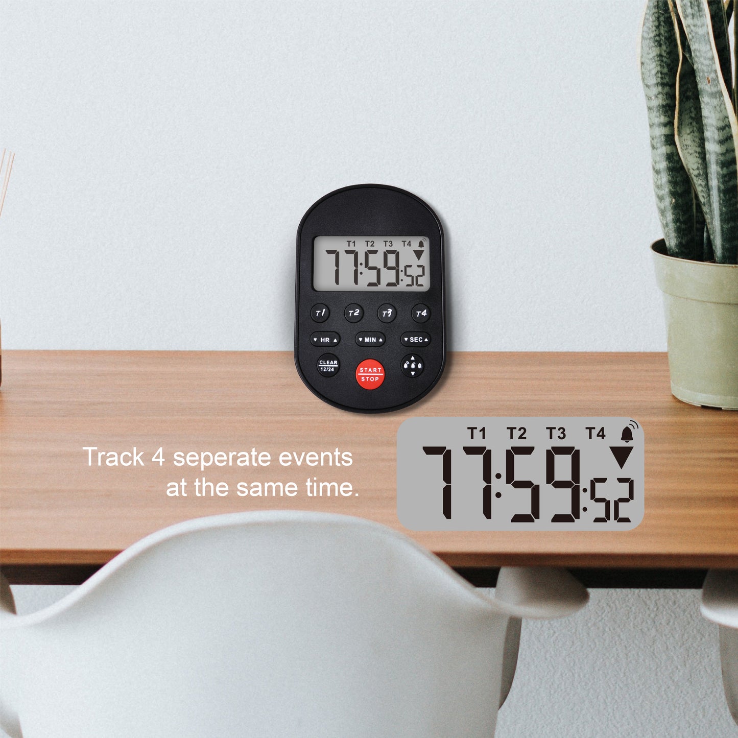 Runleader Digital Table-Top Timer Kitchen Timer 4 Groups of Count up Count Down Timers with Large LCD Display Big Digits Loud Alarm for Office Cooking