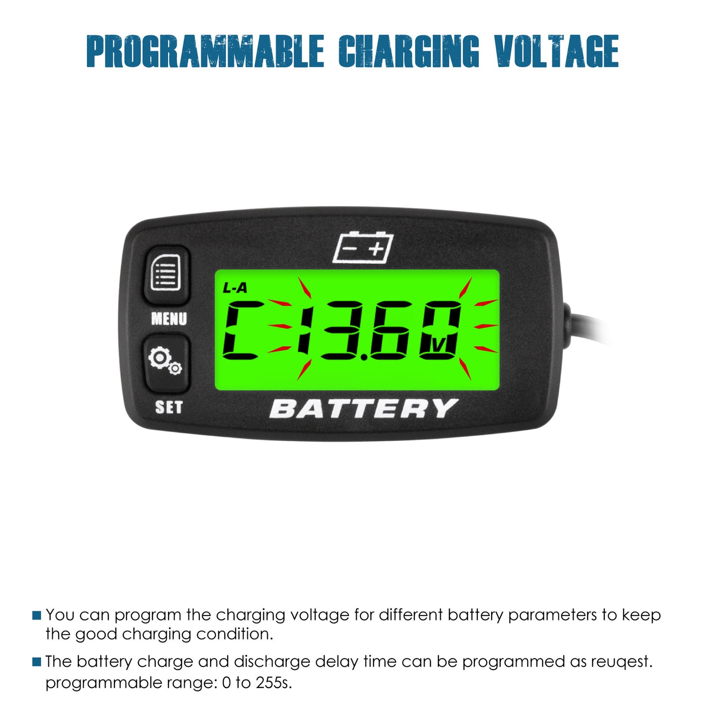 Runleader DC 12V to 48V LCD Battery Capacity Indicator Voltage Gauge Meter Charge and Discharge Monitor Suitable for Battery Lead Acid LiFePO4