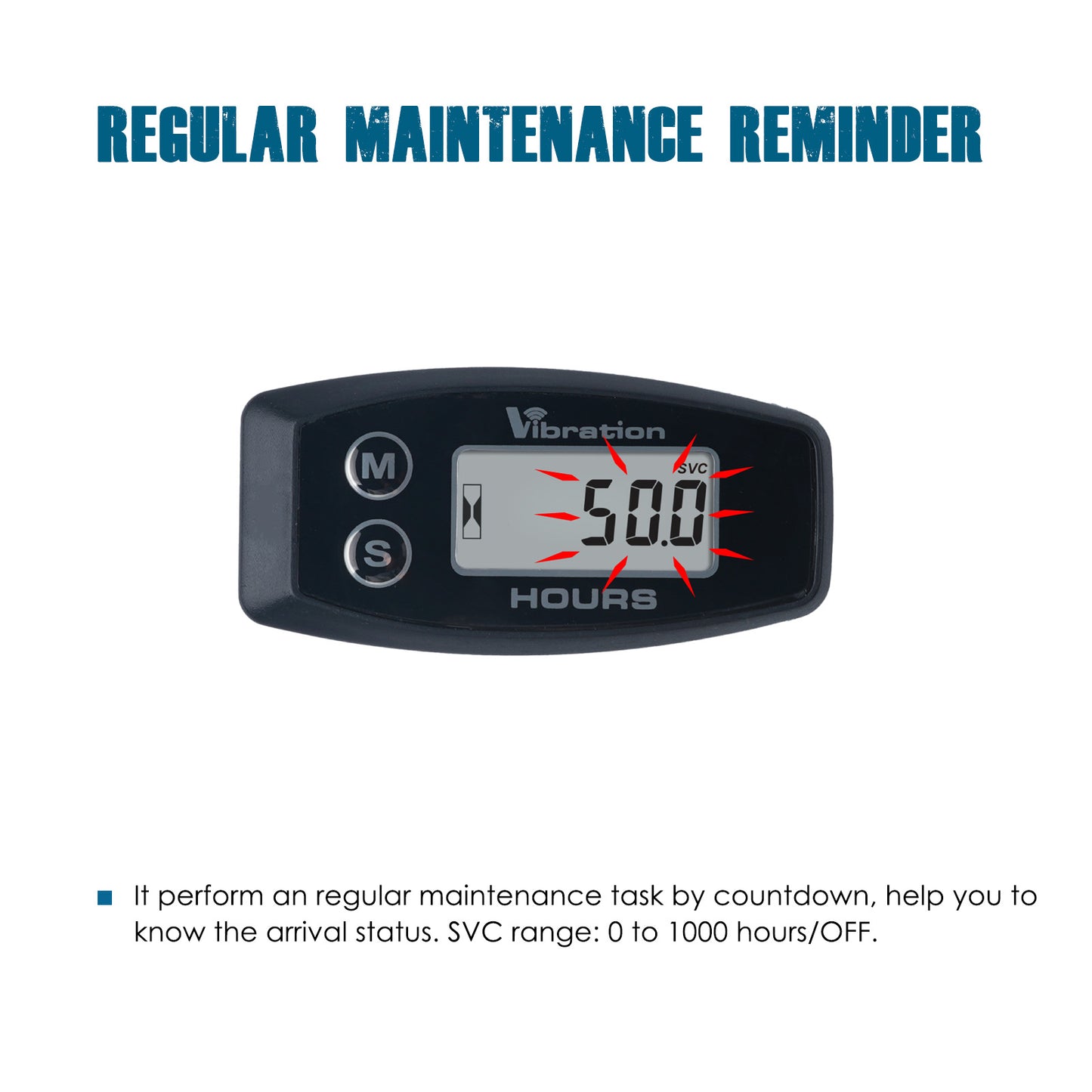 Runleader Digital Mini Vibration Activated Hour Meter Signal Wireless Detect Maintenance Reminder- Used on Gas/ Diesel Engine
