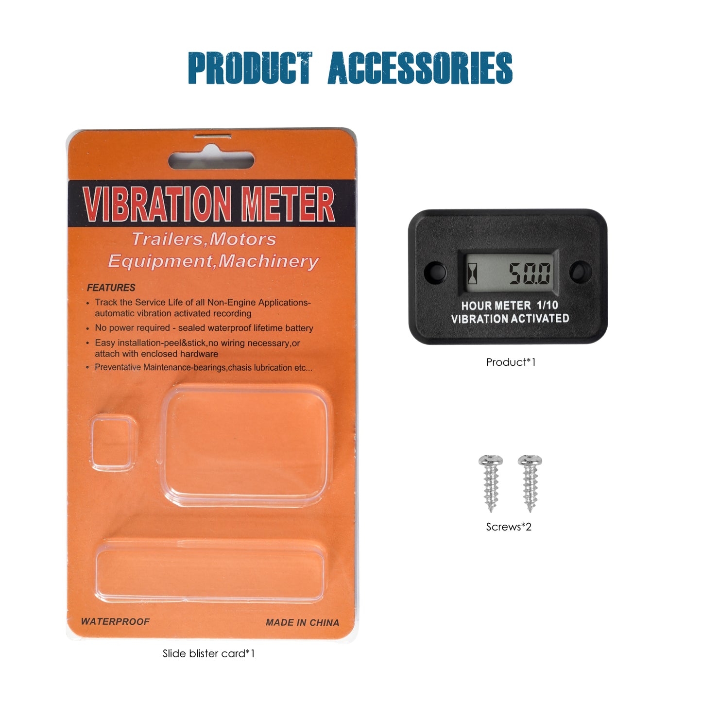Runleader Digital Wireless Vibration Activated Hour Meter TOT Hours Record, Waterproof Design, Applicable to All Types of Lawn Mower Generator
